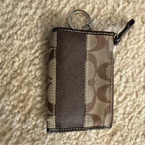 Coach Brown and Tan Keychain Wallet